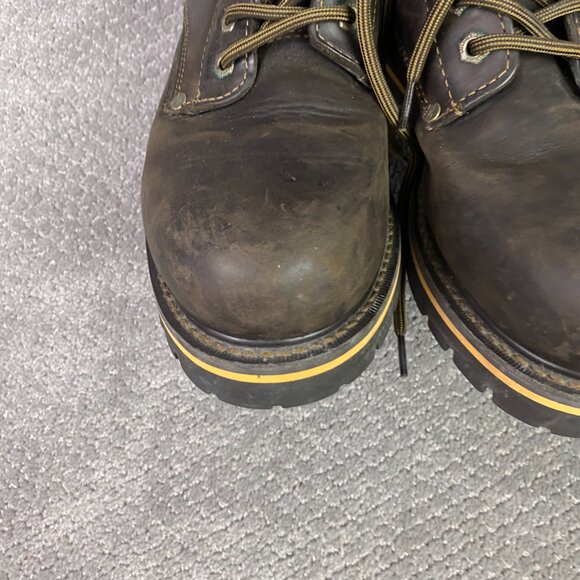 Columbia Hard Rock Mid Leather Boots Men's 9 Brown Hiking Work Lace Up Chunky - Picture 14 of 16